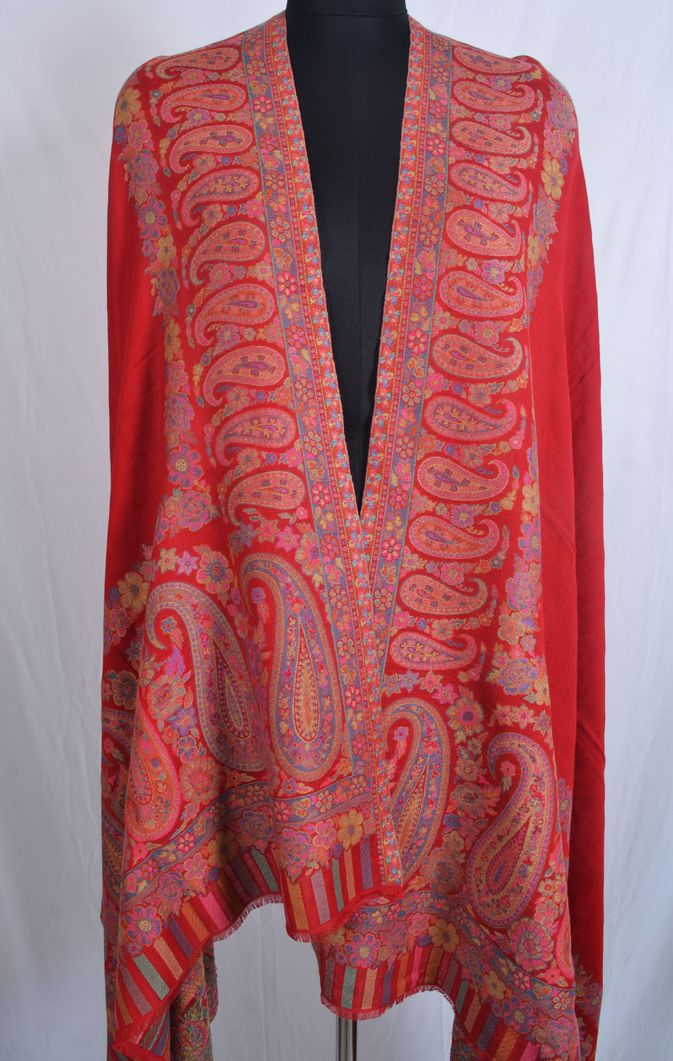 Traditional Jamawar Kashmir Paisley Shawl 100X200 cm Cashmere Pashmina Jamavar Handmade Design