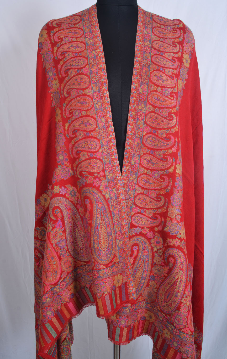 Handmade Design Traditional Jamawar Kashmir Paisley Shawl 100X200 cm Cashmere Pashmina Jamavar