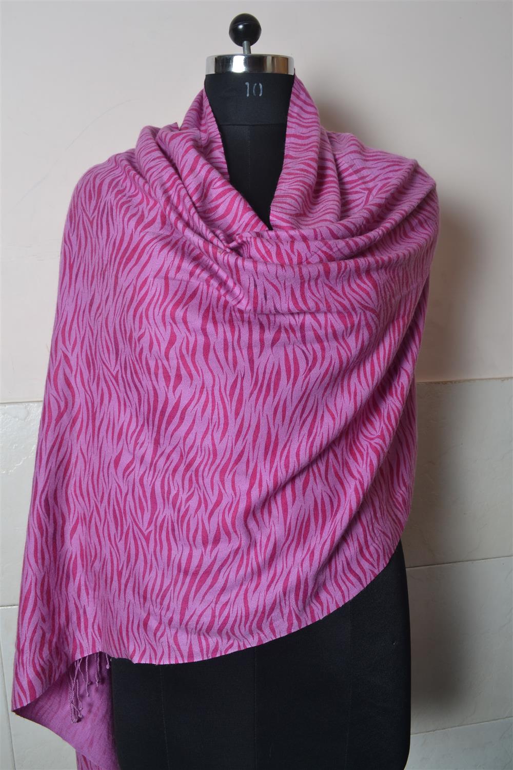 A-SHU ROSE LEOPARD PRINT REVERSIBLE PASHMINA SHAWL SCARF WITH STRIPE –