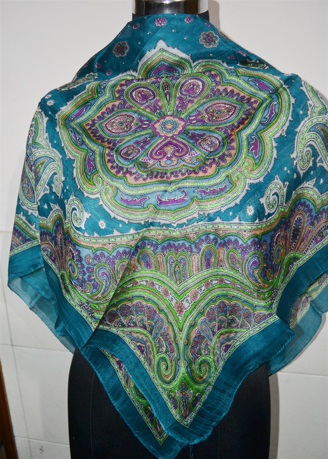 Printed Silk Square Pashmina Scarves | Bandhanas | Pareos